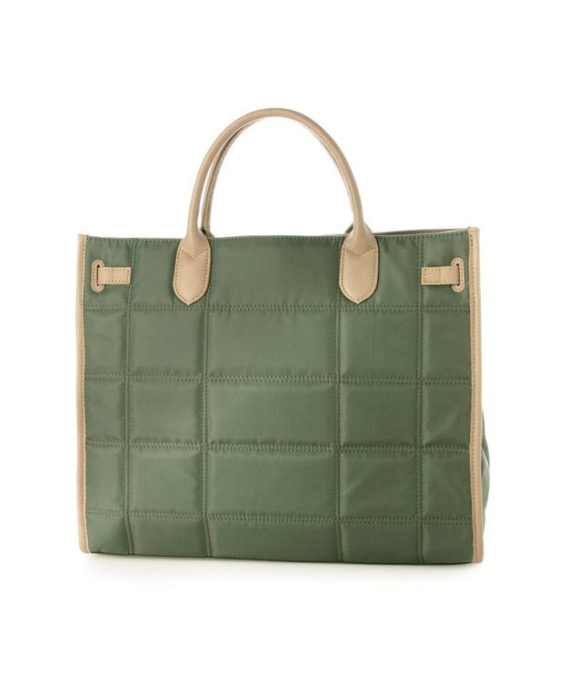 UNBILLION 【テレビ ドラマ着用アイテム】ペルケ perche / ナイロンキルト×クロコ型押し牛革A42wayトートバッグ グリーン