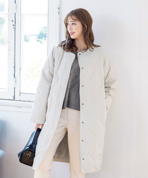 Tiaclasse 【洗える】アラン柄キーネックニットトップス チャコールグレー