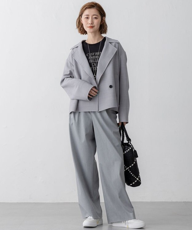 23区 L TWライトリバー ショートトレンチコート ライトグレー系