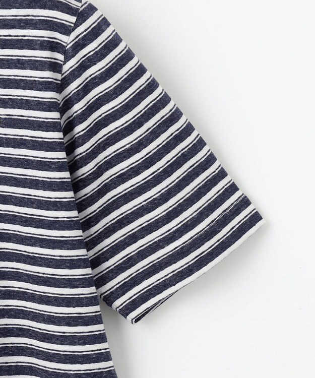 JOSEPH ABBOUD 【リネン素材/清涼感/吸水速乾】リネン天竺ボーダー Ｔシャツ ネイビー系2