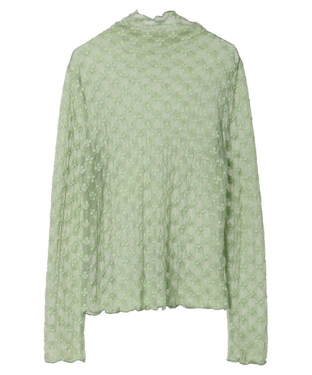 earth music&ecology ハイネックシアーフラワーインナー Mint Green