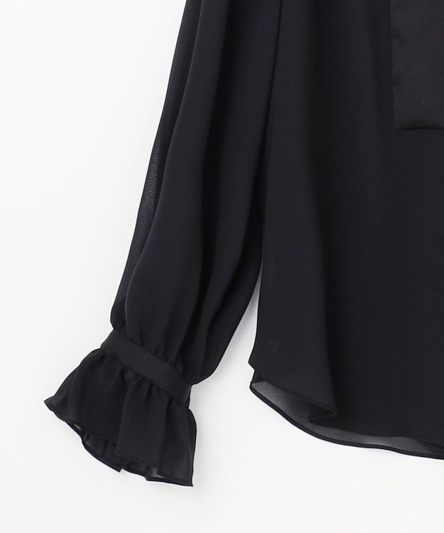 GRACE CONTINENTAL シアーラッフルカラーブラウス ブラック