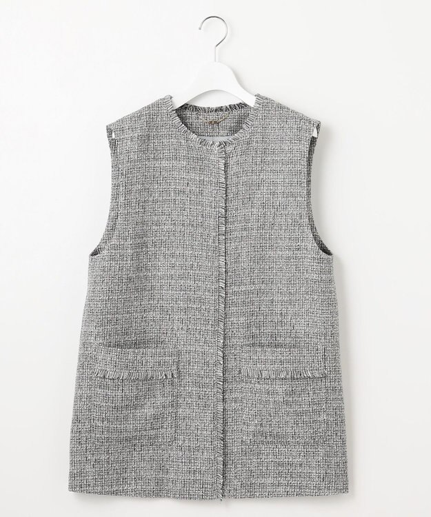 自由区 【カタログ掲載・セットアップ対応】ライトミックスツイード ジレ モノトーン