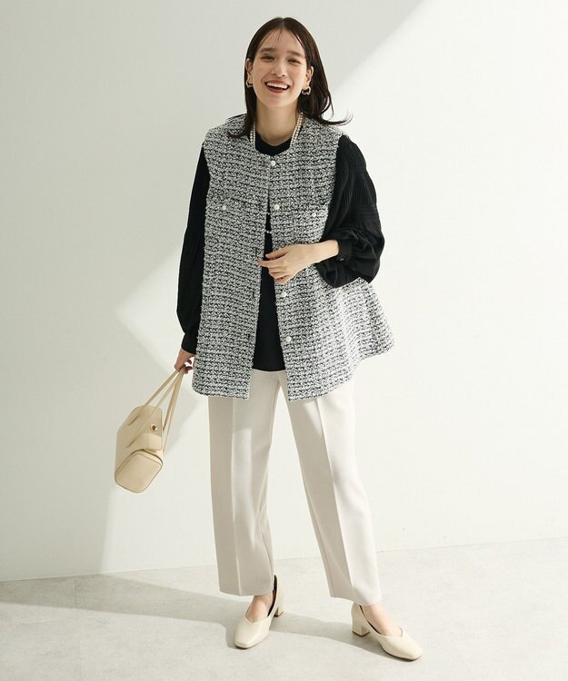 Green Parks Ｏ．ツィードペプラムベスト Black