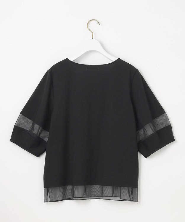 ANY SIS 【洗える】シアーコンビ プルオーバー ブラック