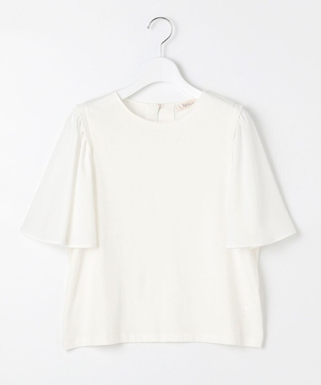 Feroux 【UVケア】ジョーゼットフレアスリーブ Tシャツ ホワイト系