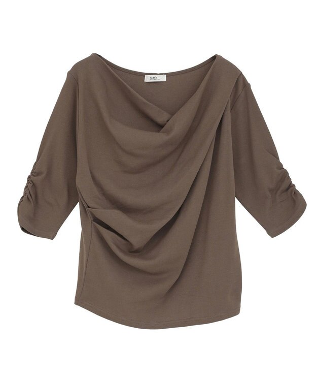 earth music&ecology ドレープデザインカットソー Brown