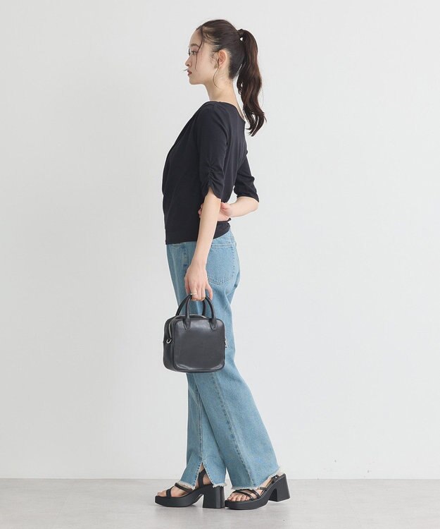 earth music&ecology ドレープデザインカットソー Black