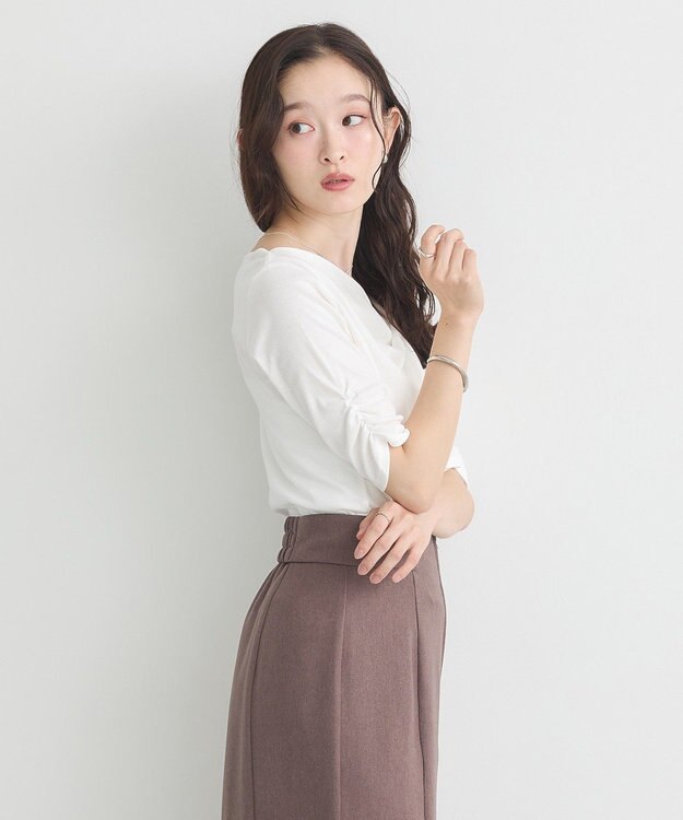 earth music&ecology ドレープデザインカットソー Off White