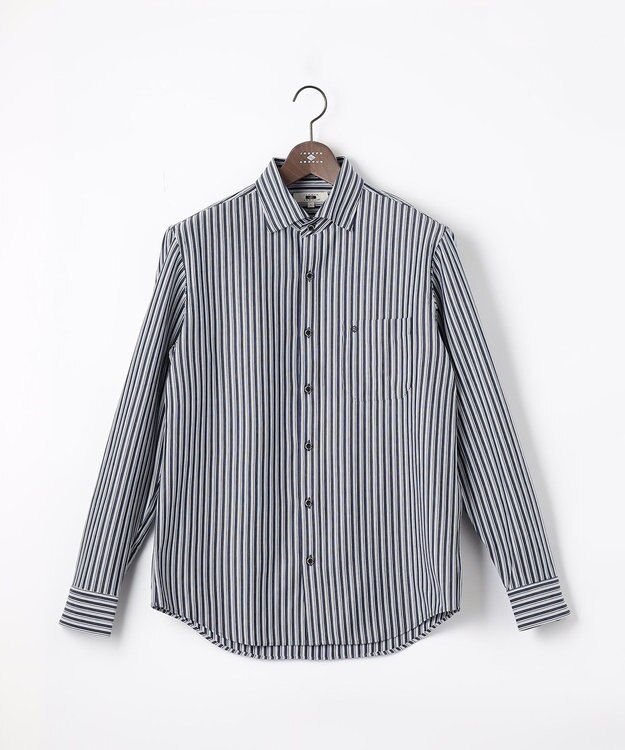 JOSEPH ABBOUD 【ストレッチで快適な着心地・イージーケア】ランダムストライプ ジャージー シャツ ネイビー系1