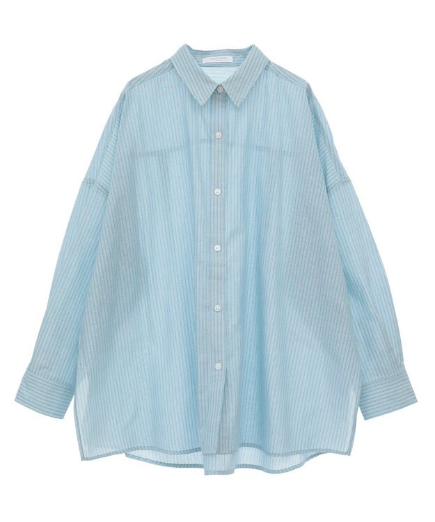 Green Parks 綿麻混レギュラーカラーＢＩＧシルエットシャツ Sax