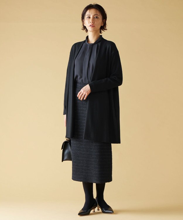 自由区 【洗える】ウールニットコンビジャージー ライトアウター ブラック系