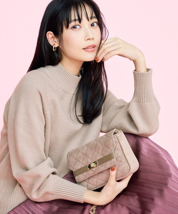 ANY SIS S 【2SET】ボリューム ニット×プリーツ スカート セット グレージュ×ピンク