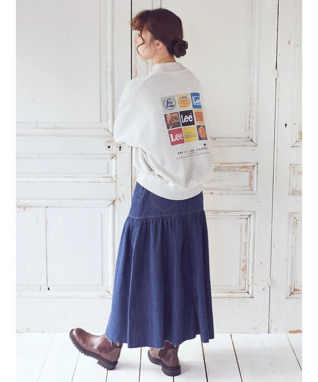 earth music&ecology Ｌｅｅ×ｅ．ｍ．ａ．ｅ．デニムフリルスカート Medium Indigo