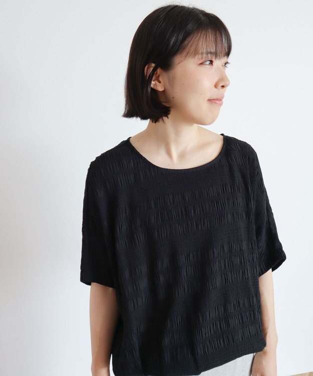 Green Parks ドロスト表面感プルオーバー Black