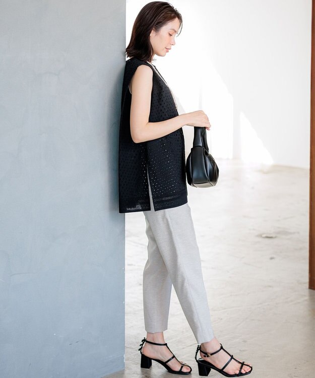 組曲 ナローベルト リボンサンダル ブラック系