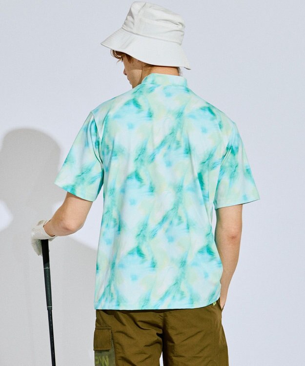 PW CIRCULUS 【吸水速乾 / UV遮蔽率99.5%  UVカット / ストレッチ】【MEN】タイダイ柄モックネックT ゴルフ ブルー系5