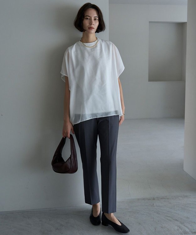 UNFILO 【洗える】シアーレイヤード Tシャツ オフ