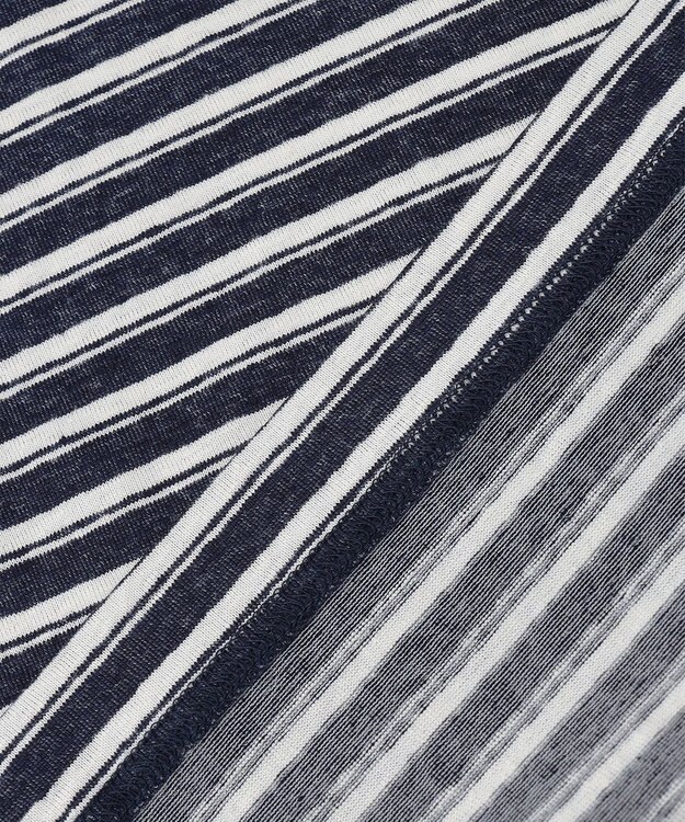 JOSEPH ABBOUD 【リネン素材/清涼感/吸水速乾】リネン天竺ボーダー Ｔシャツ ネイビー系2