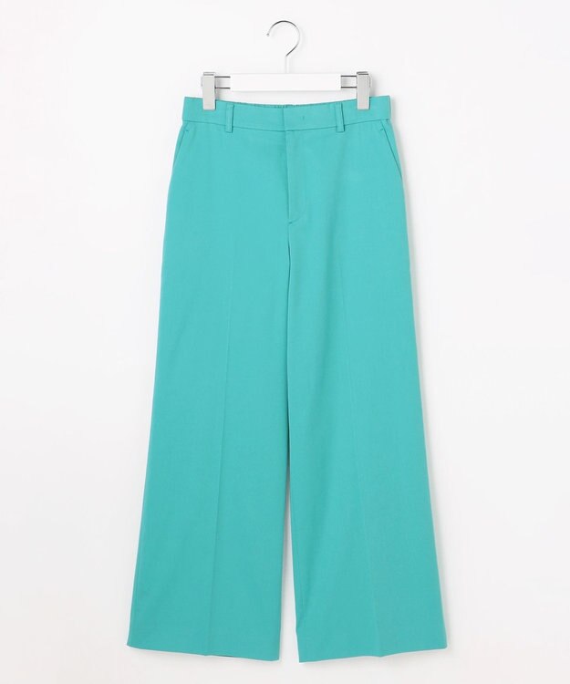 自由区 L コットンサテンクロップド丈ワイドストレート パンツ ［新色］ピーコックグリーン系