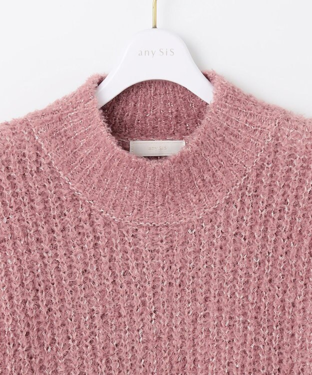 ANY SIS 【洗える】ブークレースパンコール ニット ピンク