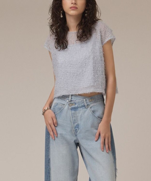 GRACE CONTINENTAL バックフレアチュールトップ ブルー