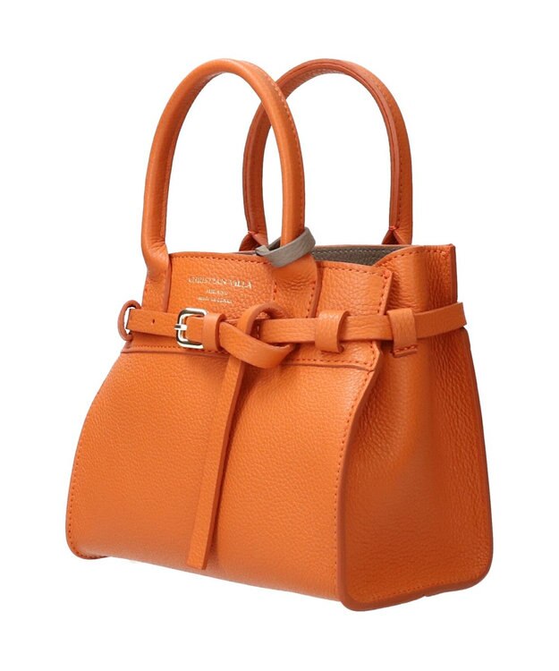INTER-CHAUSSURES 【Christian Villa】スモールサイズレザーハンドバッグ オレンジ