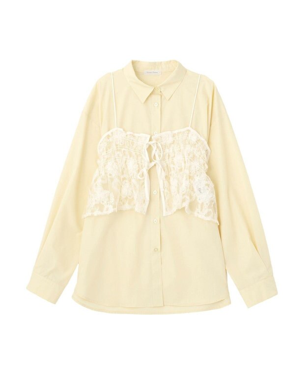 Green Parks ＳＥＴ２点シャツ＋レースビスチェ Yellow