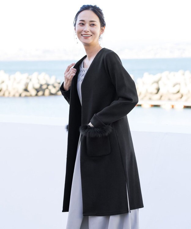 Tiaclasse 【2WAY】さらっと羽織れるFOXファーコート ブラック