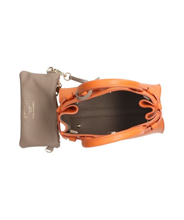 INTER-CHAUSSURES 【Christian Villa】スモールサイズレザーハンドバッグ オレンジ