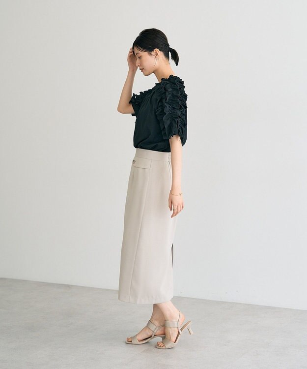 YECCA VECCA UVカットフリルスリーブカットソー Black