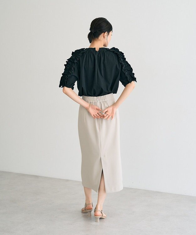 YECCA VECCA UVカットフリルスリーブカットソー Black