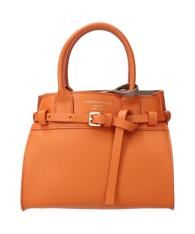 INTER-CHAUSSURES 【Christian Villa】スモールサイズレザーハンドバッグ オレンジ