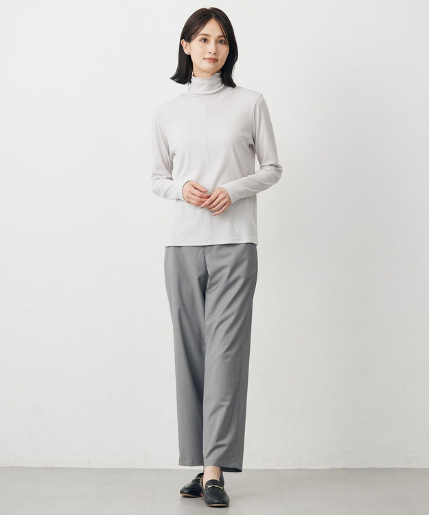 J.PRESS LADIES L タートルジャージー カットソー グレージュ系