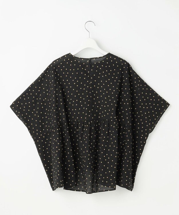 自由区 L 【17号サイズまで展開・WEB限定】コットンサッカープリント ブラウス ブラック×ブラウン