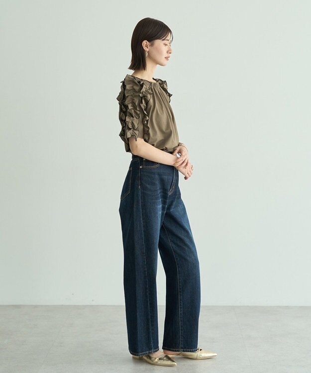 YECCA VECCA UVカットフリルスリーブカットソー Black