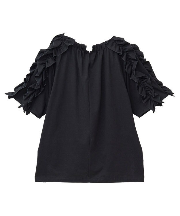 YECCA VECCA UVカットフリルスリーブカットソー Black