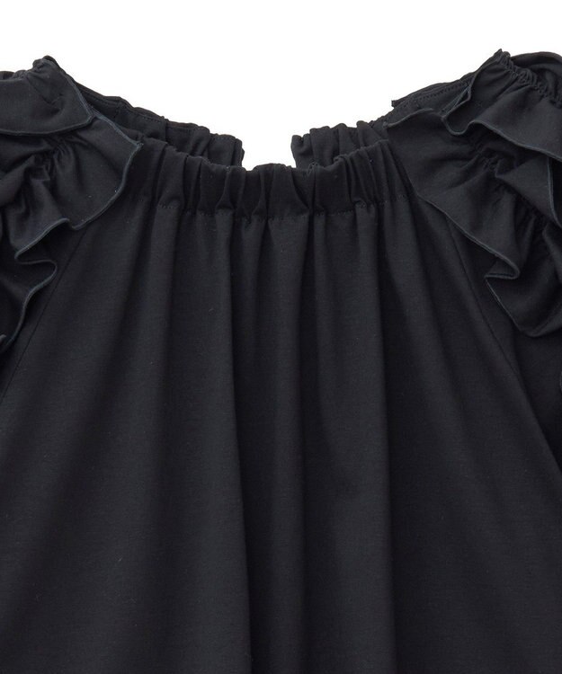 YECCA VECCA UVカットフリルスリーブカットソー Black