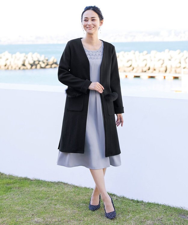 Tiaclasse 【2WAY】さらっと羽織れるFOXファーコート ブラック