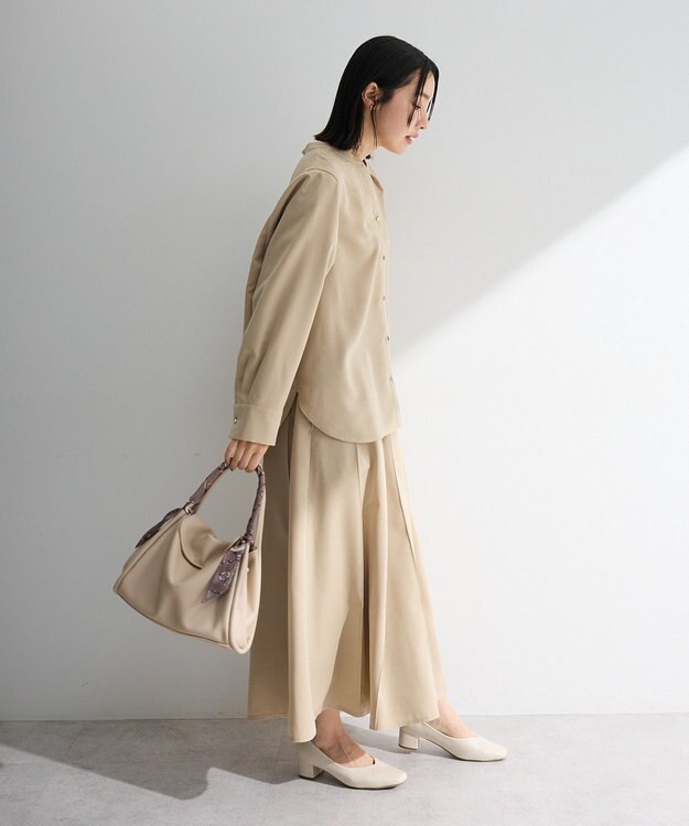 Green Parks ＳＥＴ２点スキッパーブラウス＋プリーツスカート Beige