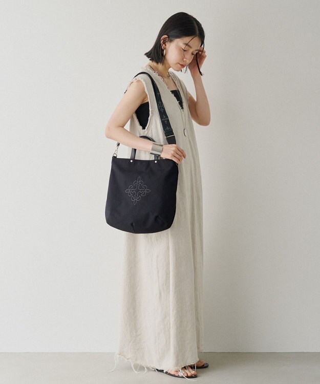 russet 《トートバッグ人気NO.1モデル》スリム2WAYトートバッグ <ナイロン>(CE-1404-WEB) Black