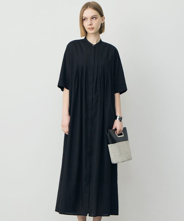 ICB 【先行予約】リネンスラブローン シャツワンピース ブラック