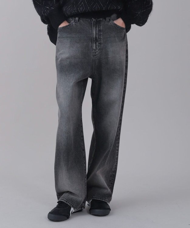 WEGO 【ユニセックス着用ITEM/SMLサイズ展開/ウエスト調整可】バギーデニムパンツ デニムブラック