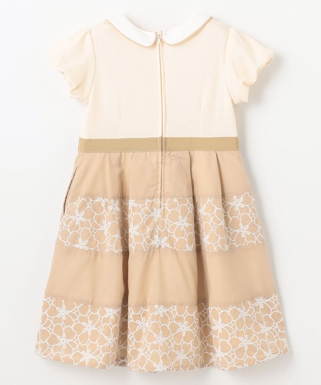 組曲 KIDS 【110-140㎝】フラワーパネルボーダー ワンピース ベージュ系