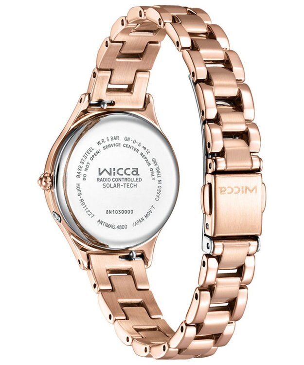CITIZEN 【ソーラーテック電波時計】wicca ときめくダイヤ 日付あり バンド調整が簡単 5気圧防水 ピンクゴールド