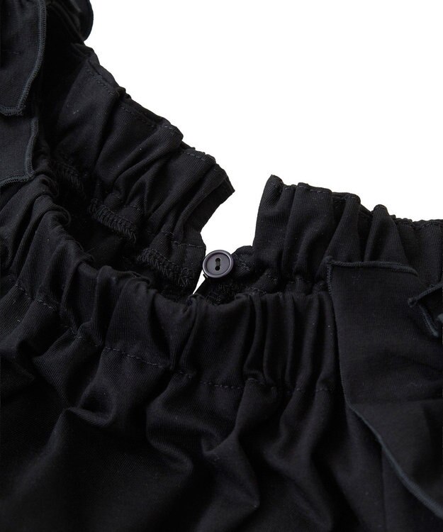 YECCA VECCA UVカットフリルスリーブカットソー Black