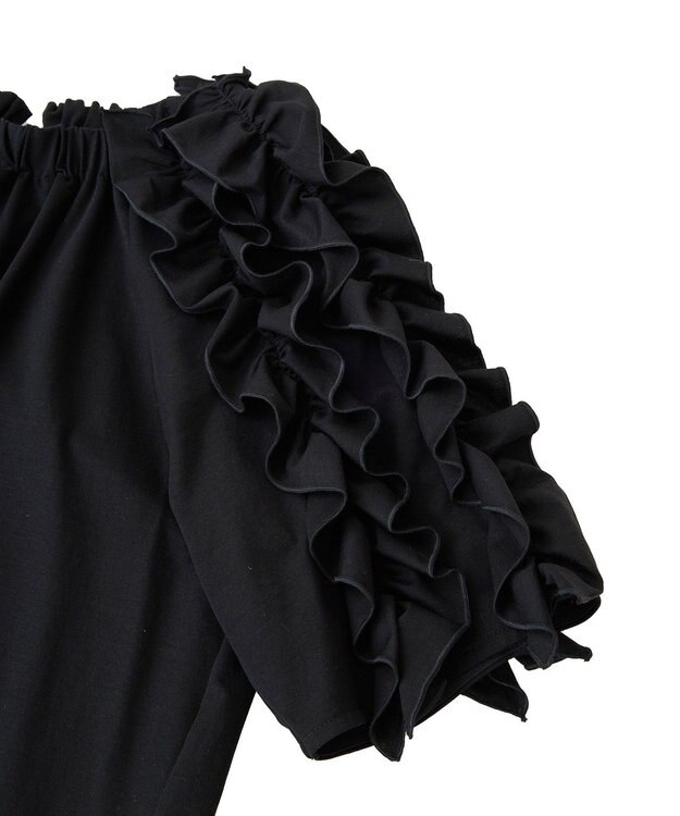 YECCA VECCA UVカットフリルスリーブカットソー Black