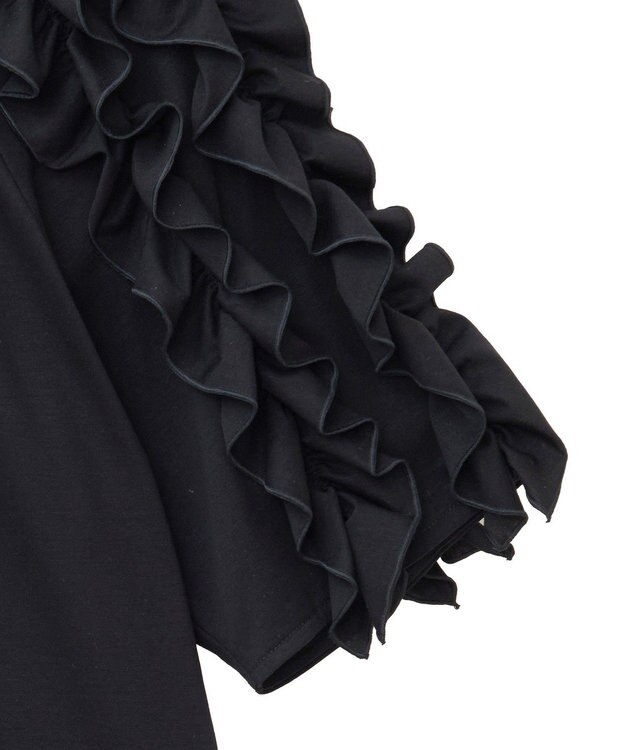 YECCA VECCA UVカットフリルスリーブカットソー Black