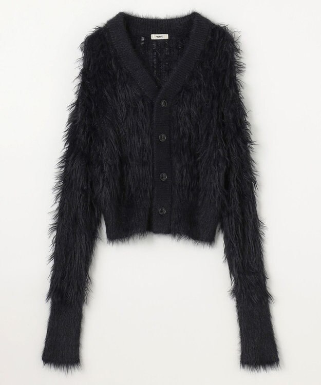 NAVE 【ReNAVE・洗える】メルティーシャギーニット カーディガン ブラック系