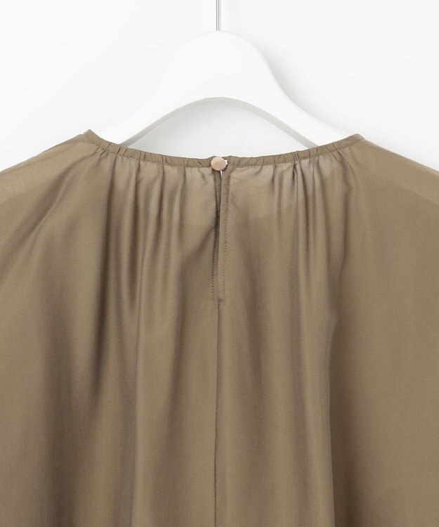 自由区 S 【洗える】キュプラコットンツイルプルオーバー ブラウス モカ